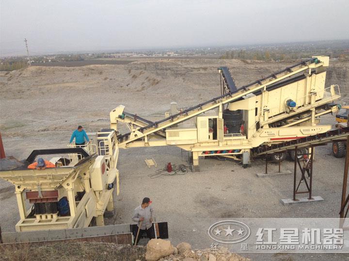 時產200方全自動碎石機生產現場，出料均勻，粒形好看