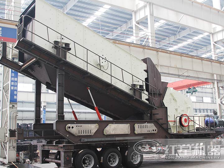 移動反擊破，花崗巖中細碎處理：配反擊破+圓振動篩